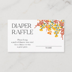 Baby Shower Autumn Floral Diaper Raffle Enclosure Card