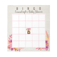 Baby Shower Autumn Forest Animal Bingo Game Notepad