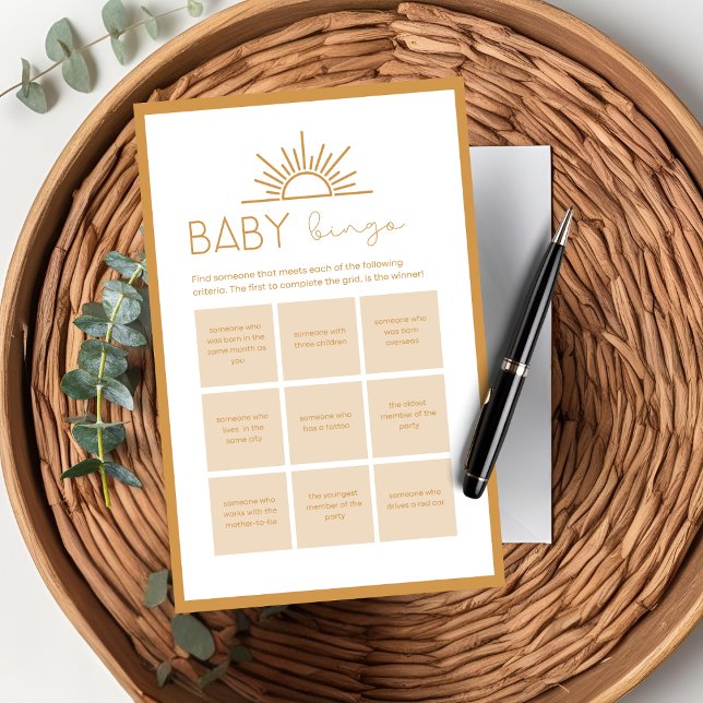 Baby Shower Baby Bingo Game Sunshine Boho (Creator Uploaded)