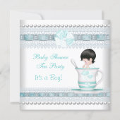 Baby Shower Baby Blue Teacup Tea Party Invitation (Front)