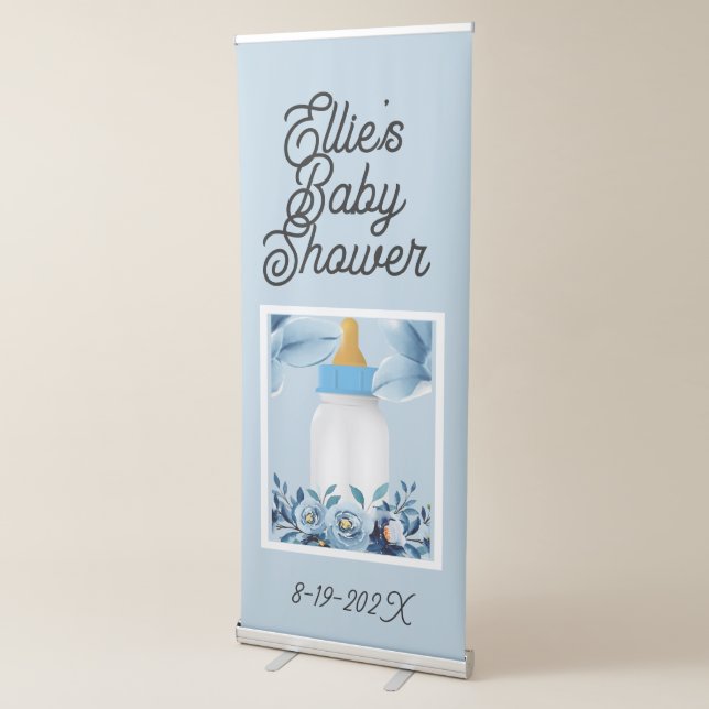 Baby Shower - Baby Bottle- Flowers Retractable Banner (3/4)
