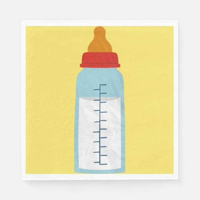 Baby Shower- Baby Bottle on Yellow Luncheon Napkins (Front)