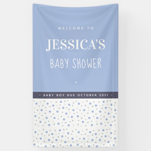 Baby Shower Baby Boy Blue Custom Banner (Vertical)