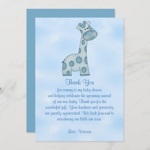 Baby Shower Baby Boy Blue Giraffe Invitation