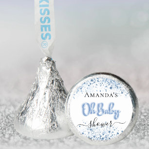 Baby Shower baby boy blue glitter name white Hershey®'s Kisses®