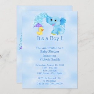 Baby Shower Baby Boy Elephant Invitation