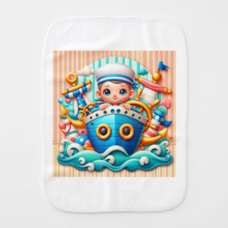 Baby Shower Baby Boy Helm Peek Burp Cloth