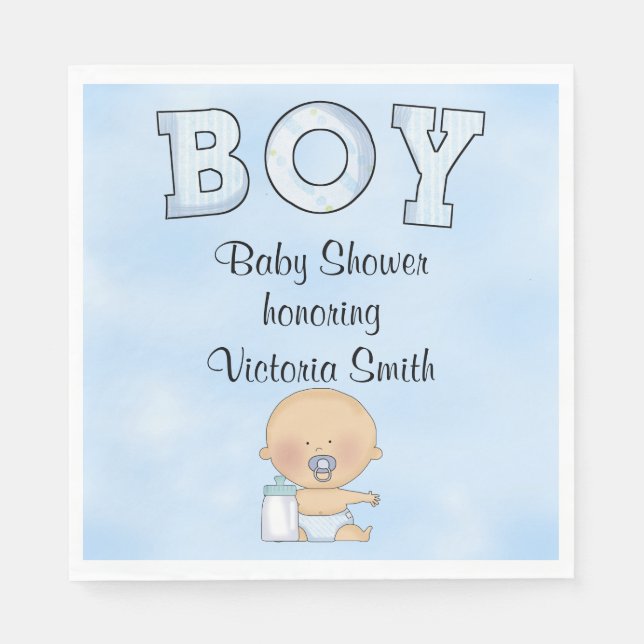 Baby Shower Baby Boy Paper Napkins (Front)