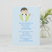 Baby Shower Baby Boy Penguin Invitation (Standing Front)
