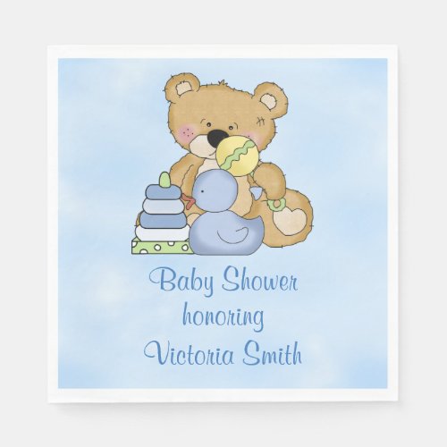 Baby Shower Baby Boy Teddy Bear Napkins