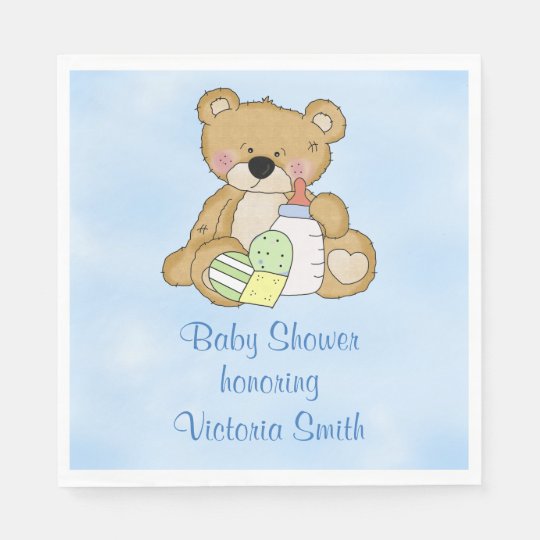 Baby Shower Baby Boy Teddy Bear Napkins