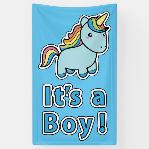 Baby Shower   Baby Boy Unicorn Banner