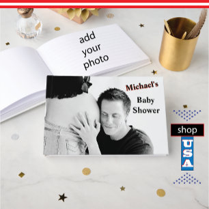 Baby Shower 🍼 Baby Bump Photo Monogram Guest Book