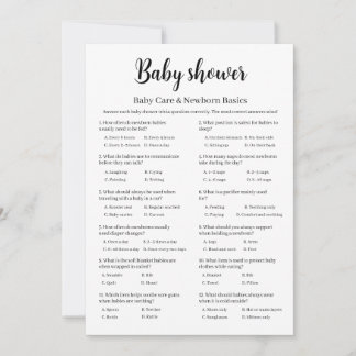 Baby Shower Baby Care Newborn Basics Game, Invitation