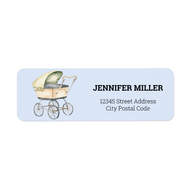 Baby Shower baby carriage Label (Front)