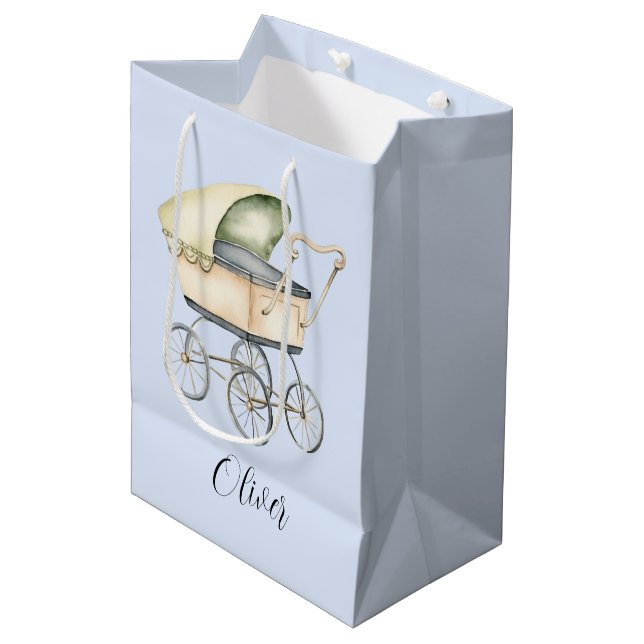 Baby Shower baby carriage Medium Gift Bag (Front Angled)