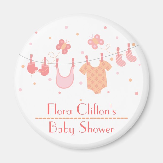 Baby shower: Baby clothes on clothesline Magnet (Front)