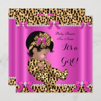 Baby Shower Baby Cute Girl Leopard Hot Pink Gold A Invitation