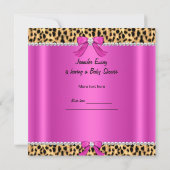 Baby Shower Baby Cute Girl Leopard Hot Pink Gold B Invitation (Back)