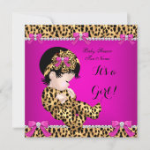 Baby Shower Baby Cute Girl Leopard Hot Pink Gold E Invitation (Front)