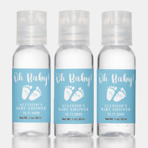 Baby Shower Baby Feet Oh Baby Blue Thank You Hand Sanitizer