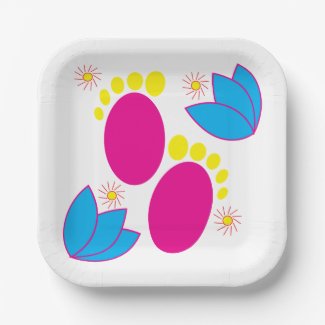 Baby Shower Baby Girl Baby Feet Colorful Floral