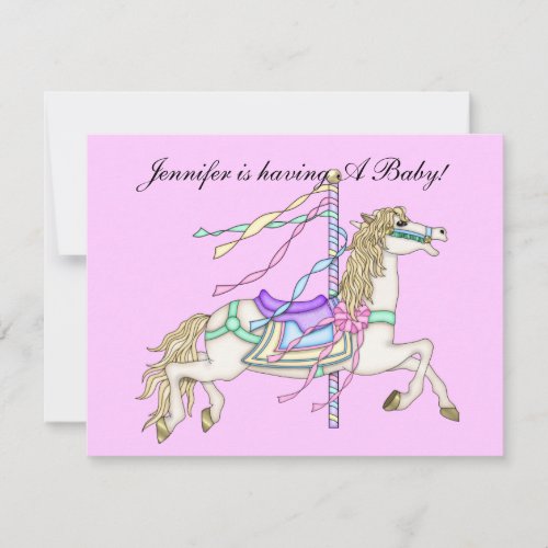 Baby Shower Baby Girl Carosel Horse Invites CUTE