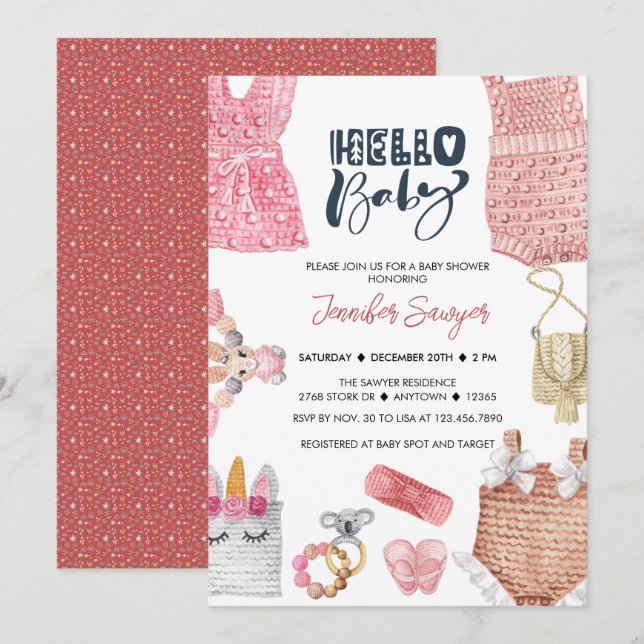 Baby Shower Baby Girl Shower Invitations (Front/Back)
