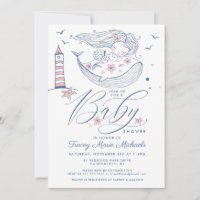 BABY SHOWER | Baby Girl Whale Mermaid Beach Invita Invitation