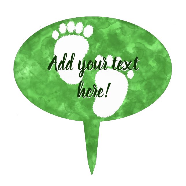 Baby Shower Baby Green Watercolor Custom Cake Topper (Front)