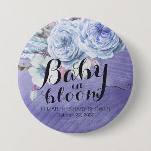 Baby Shower Baby in Bloom Boho Flowers Button