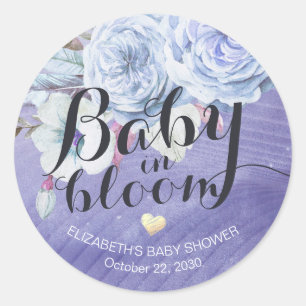 Baby Shower Baby in Bloom Boho Flowers Classic Round Sticker