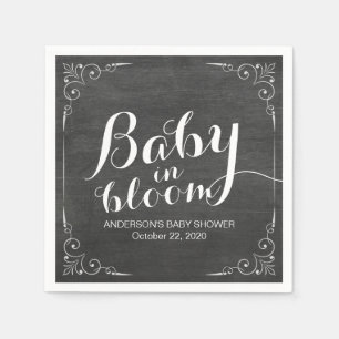Baby Shower Baby in Bloom Floral Frame Chalkboard Napkins