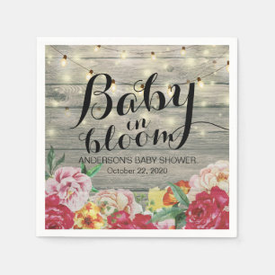 Baby Shower Baby in Bloom Flower String Light Wood Napkins