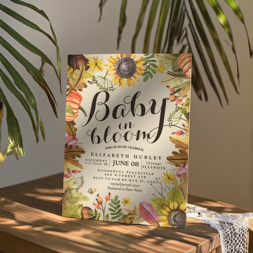 Baby Shower Baby in Bloom Maple Pumpkin Sunflowers Invitation
