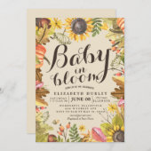 Baby Shower Baby in Bloom Maple Pumpkin Sunflowers Invitation (Front/Back)