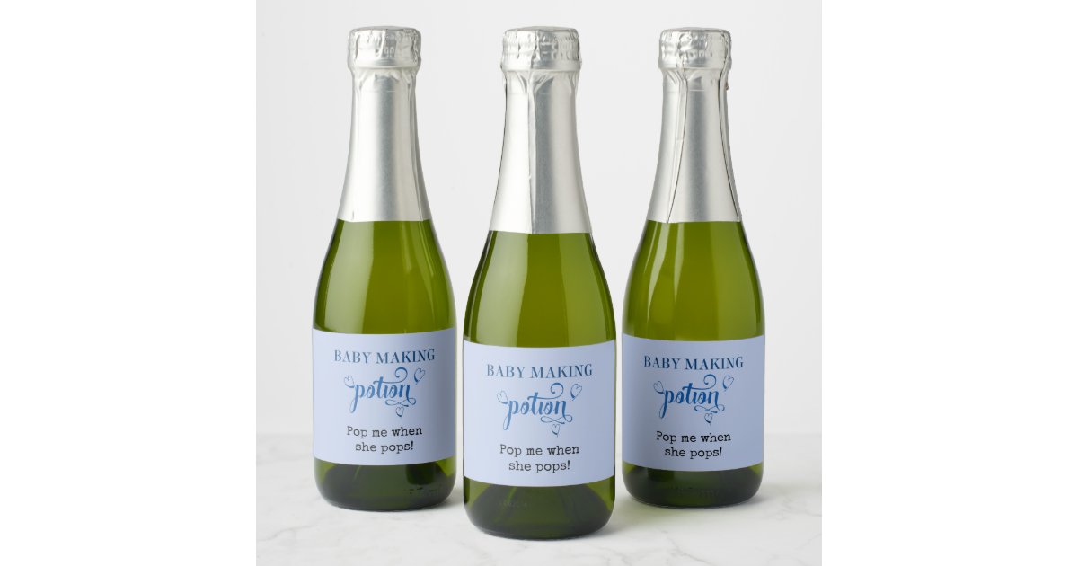 Baby Shower Baby Making Potion Favor Blue Mini Sparkling Wine Label ...