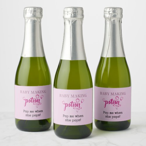 Baby Shower Baby Making Potion Favor Pink Mini Sparkling Wine Label