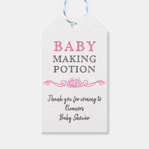 Baby Shower Baby Making Potion Pink Thank You Gift Tags