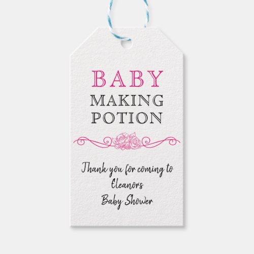 Baby Shower Baby Making Potion Pink Thank You Gift Tags