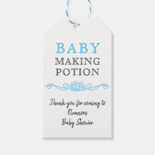 Baby Shower Baby Making Potion Sky Blue Thank You Gift Tags