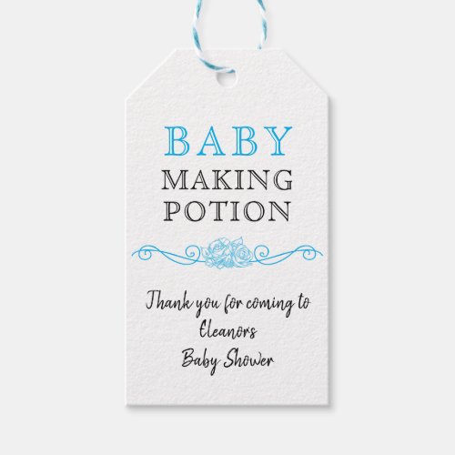 Baby Shower Baby Making Potion Sky Blue Thank You Gift Tags