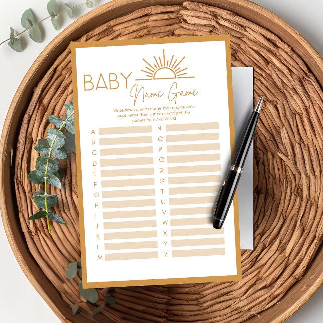 Baby Shower Baby Name Game Sunshine Boho (Creator Uploaded)