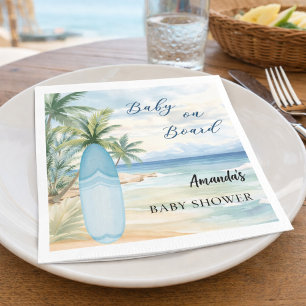Baby shower baby on board surfboard napkins