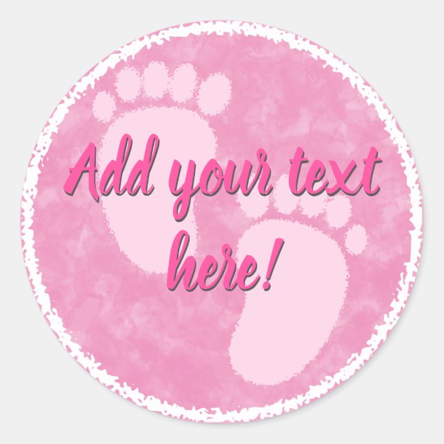 Baby Shower Baby Pink Watercolor Custom Classic Round Sticker (Front)