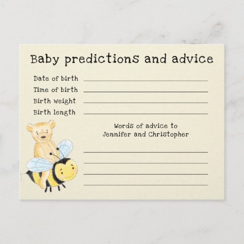 Baby Shower Baby Predictions and Advice Keepsake Postcard