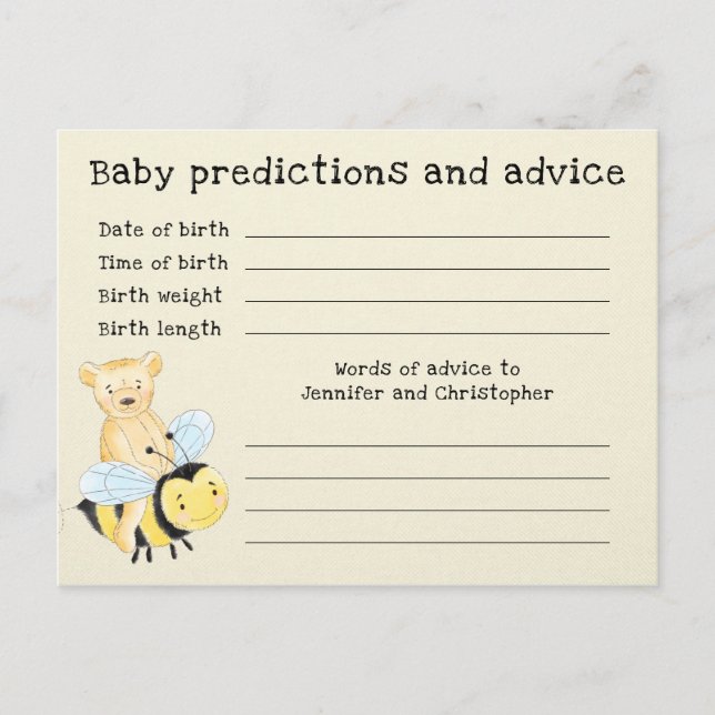Baby Shower Baby Predictions and Advice Keepsake Postcard (Front)