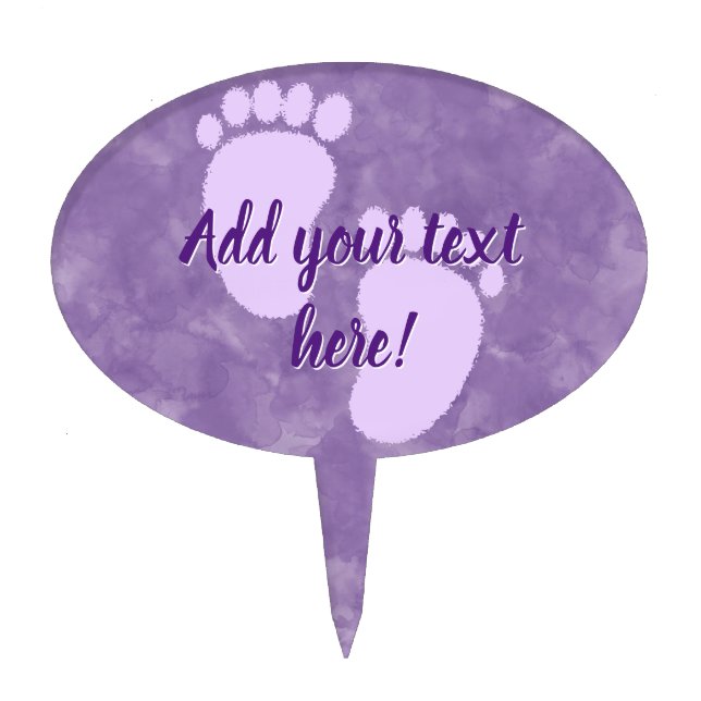 Baby Shower Baby Purple Watercolor Custom Cake Topper (Front)