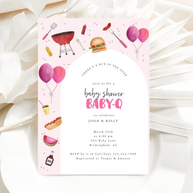 Baby Shower Baby-Q (BBQ) for Baby Girl Invitation