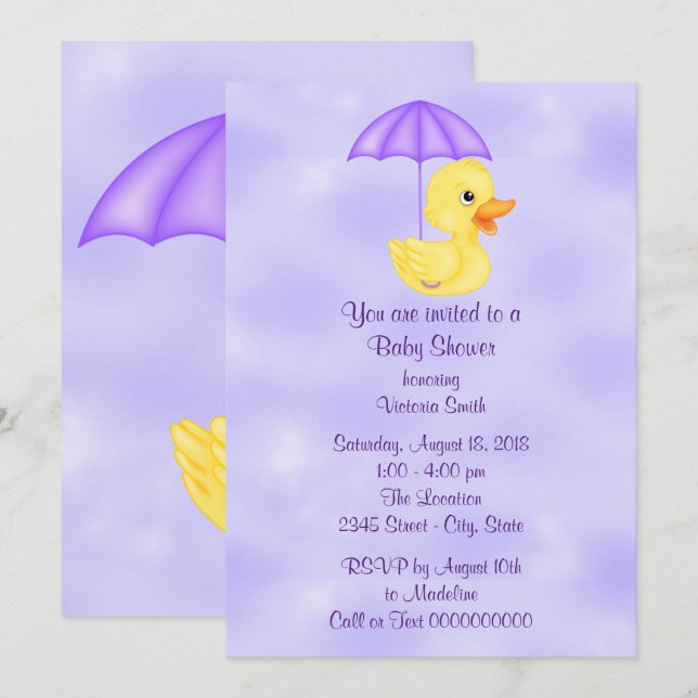 Baby Shower Baby Rubber Duck Invitation (Front/Back)